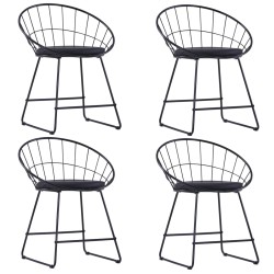 vidaXL Sillas de comedor asientos de cuero sintético 4 uds acero negro