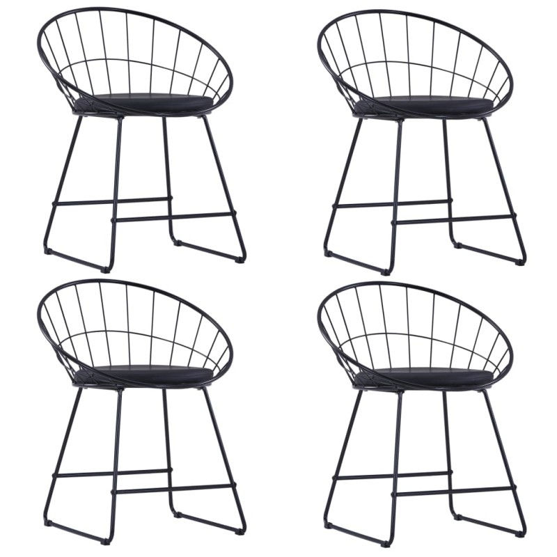 vidaXL Sillas de comedor asientos de cuero sintético 4 uds acero negro vidaXL Sillas de comedor asientos de cuero sintético 4 uds acero negro