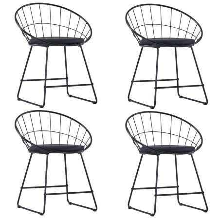 vidaXL Sillas de comedor asientos de cuero sintético 4 uds acero negro