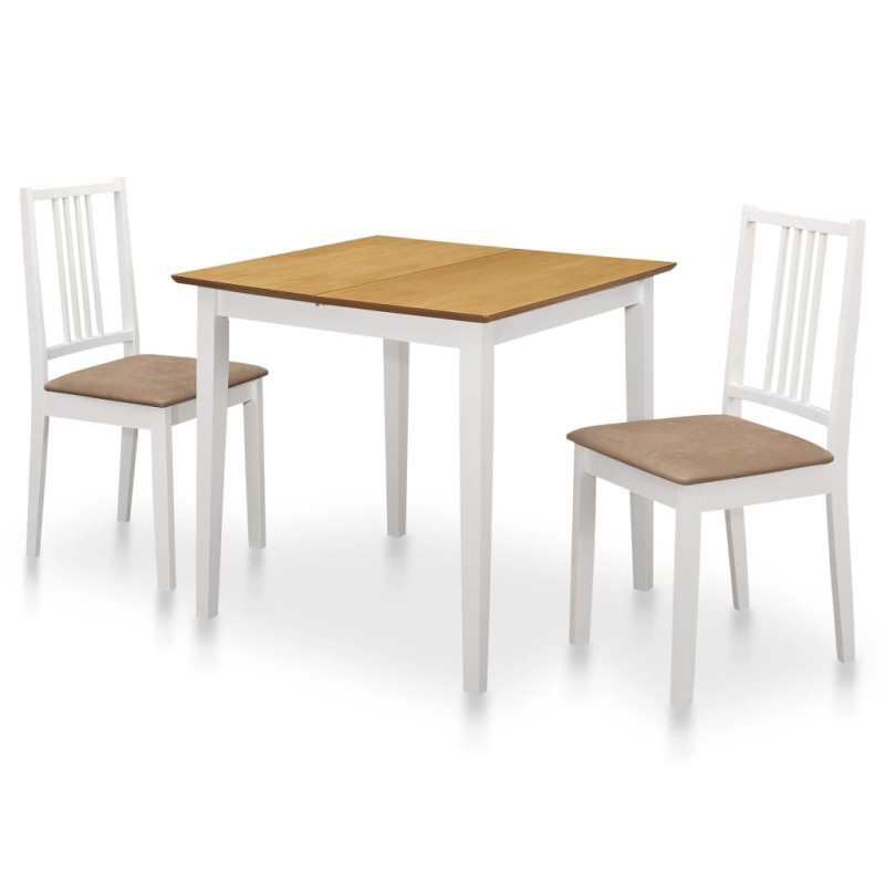 vidaXL Juego de muebles de comedor 3 piezas MDF blanco vidaXL Juego de muebles de comedor 3 piezas MDF blanco