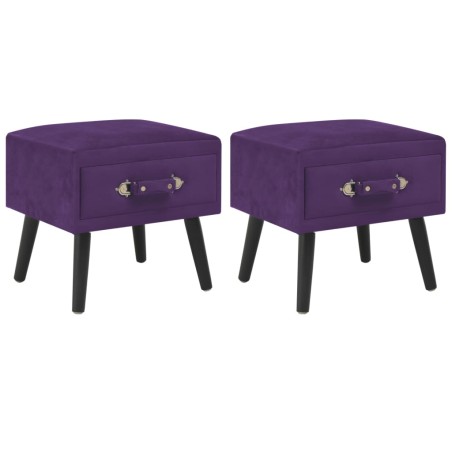 vidaXL Mesitas de noche 2 unidades 40x35x40cm terciopelo morado oscuro