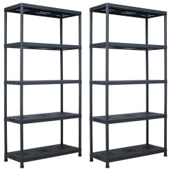 vidaXL Estantería de plástico 2 unidades 260 kg 90x40x180 cm negro