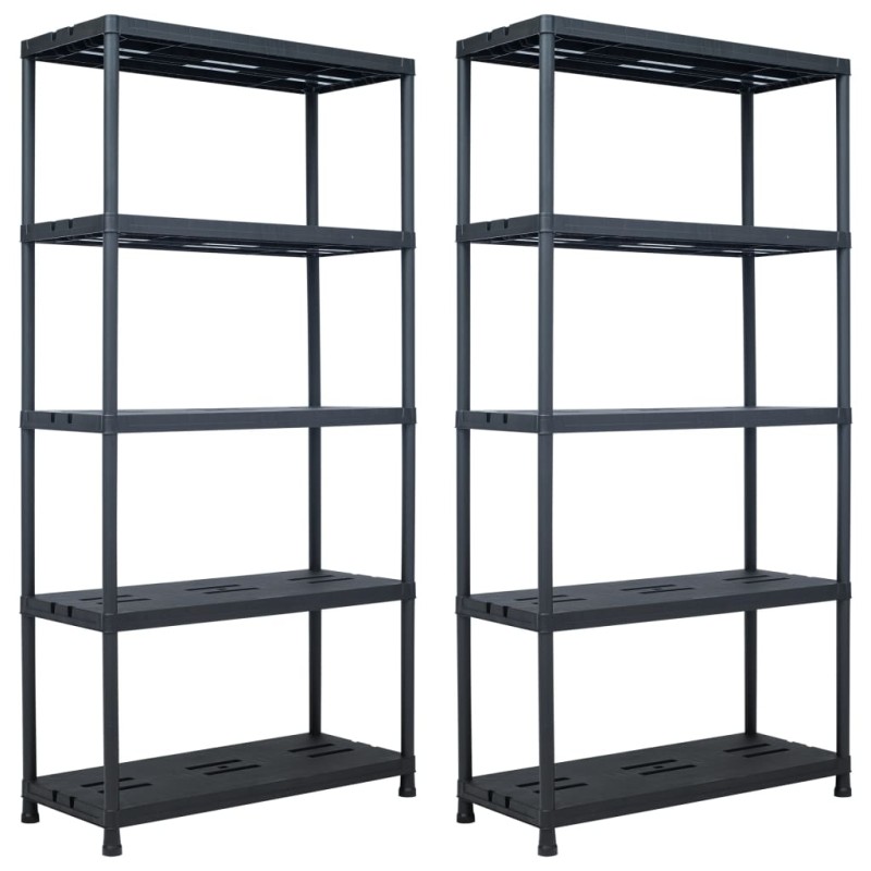 vidaXL Estantería de plástico 2 unidades 260 kg 90x40x180 cm negro