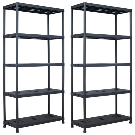 vidaXL Estantería de plástico 2 unidades 260 kg 90x40x180 cm negro