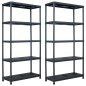 vidaXL Estantería de plástico 2 unidades 260 kg 90x40x180 cm negro