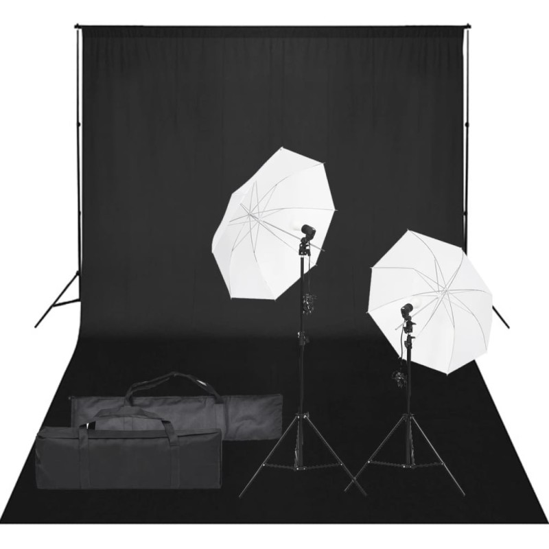 vidaXL Kit de estudio fotográfico con set de luces y fondo vidaXL Kit de estudio fotográfico con set de luces y fondo