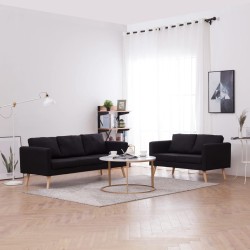 vidaXL Conjunto de sofás 2 piezas tela negro