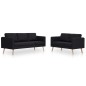 vidaXL Conjunto de sofás 2 piezas tela negro vidaXL Conjunto de sofás 2 piezas tela negro