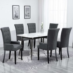 vidaXL Sillas de comedor con reposabrazos 6 unidades tela gris oscuro 