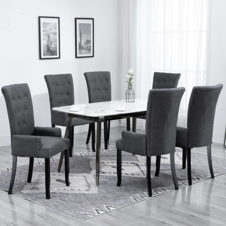 vidaXL Sillas de comedor con reposabrazos 6 unidades tela gris oscuro 