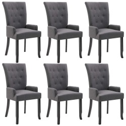 vidaXL Sillas de comedor con reposabrazos 6 unidades tela gris oscuro 