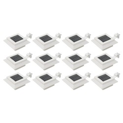 vidaXL Lámparas solares cuadradas de exterior blancas 12 uds LED 12 cm