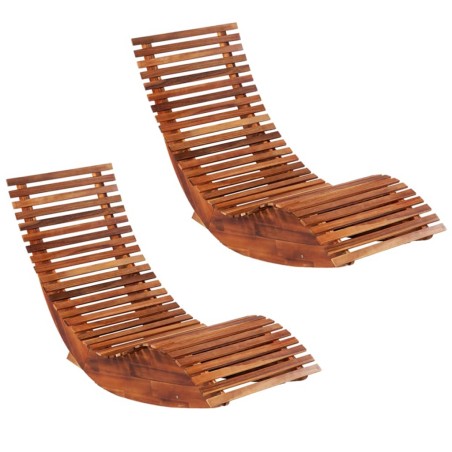 vidaXL Tumbonas mecedoras 2 unidades madera maciza de acacia