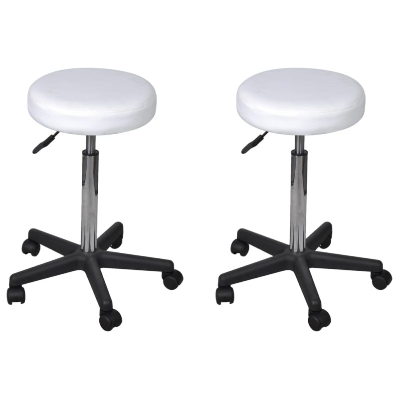 vidaXL Taburetes de oficina 2 uds cuero sintético blanco vidaXL Taburetes de oficina 2 uds cuero sintético blanco