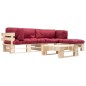 vidaXL Muebles de palets de jardín con cojines rojos 4 piezas madera vidaXL Muebles de palets de jardín con cojines rojos 4 piezas madera