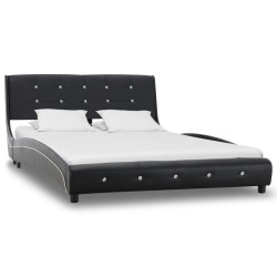 vidaXL Cama con colchón cuero sintético negro 120x200 cm