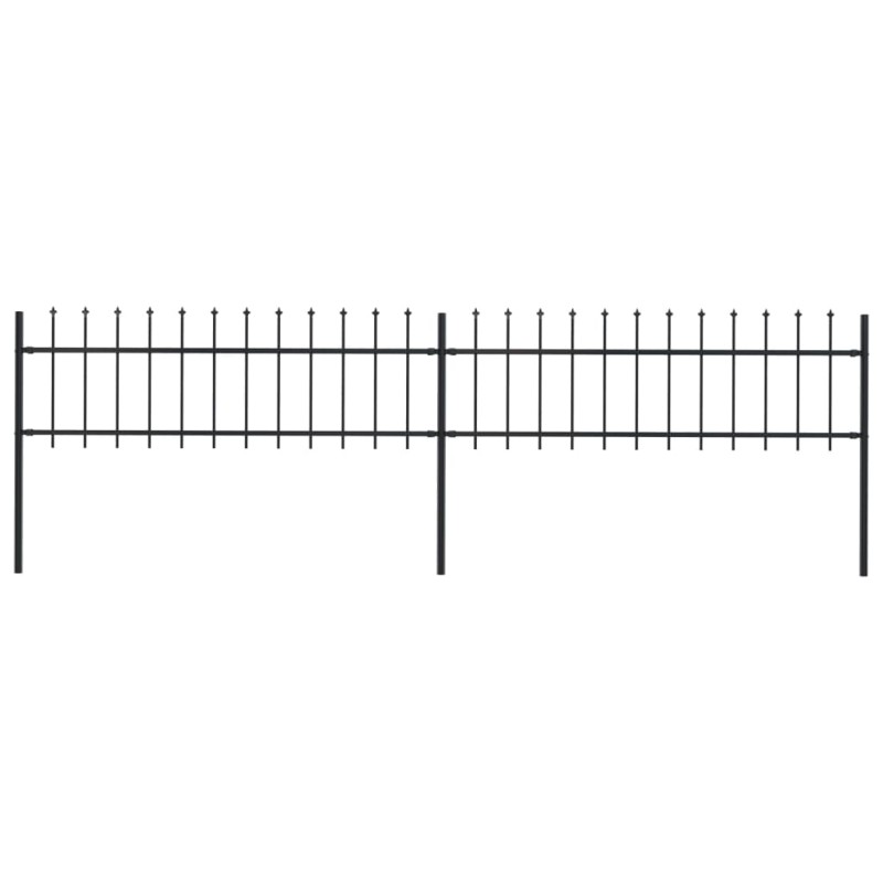 vidaXL Valla de jardín con puntas de lanza acero negro 3,4x0,6 m