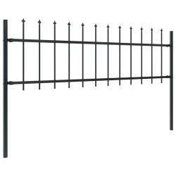 vidaXL Valla de jardín con puntas de lanza acero negro 6,8x0,6 m
