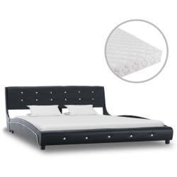 vidaXL Cama con colchón cuero sintético negro 160x200 cm