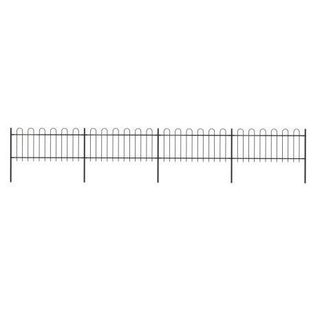 vidaXL Valla de jardín con puntas de aro acero negro 6,8x0,8 m