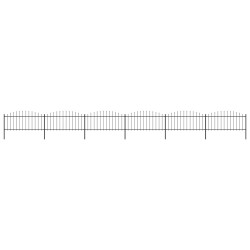 vidaXL Valla de jardín con punta de lanza acero negro (0,5-0,75)x10,2m