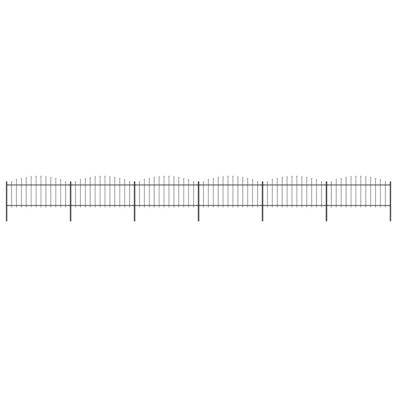 vidaXL Valla de jardín con punta de lanza acero negro (0,5-0,75)x10,2m