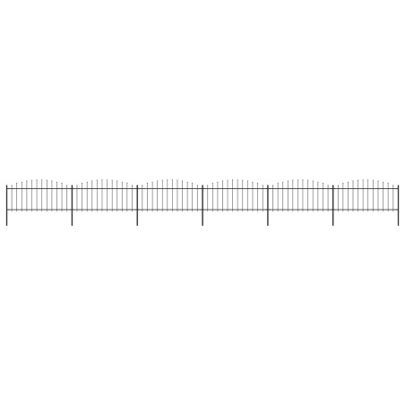 vidaXL Valla de jardín con punta de lanza acero negro (0,5-0,75)x10,2m