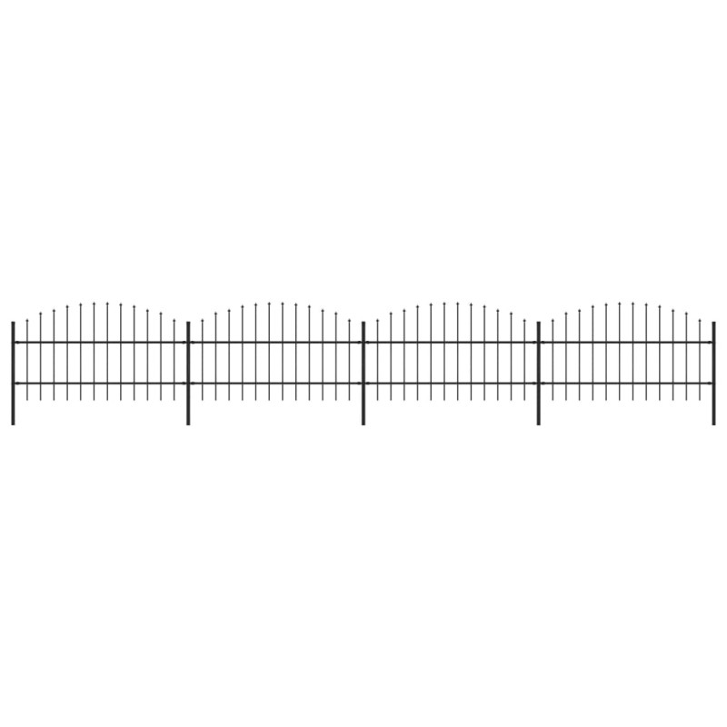 vidaXL Valla de jardín con puntas de lanza acero negro (0,75-1)x6,8 m vidaXL Valla de jardín con puntas de lanza acero negro (0,75-1)x6,8 m