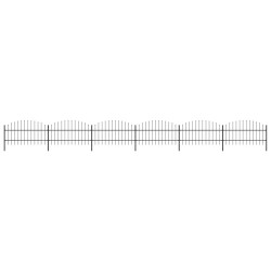 vidaXL Valla de jardín con puntas de lanza acero negro (0,75-1)x10,2 m