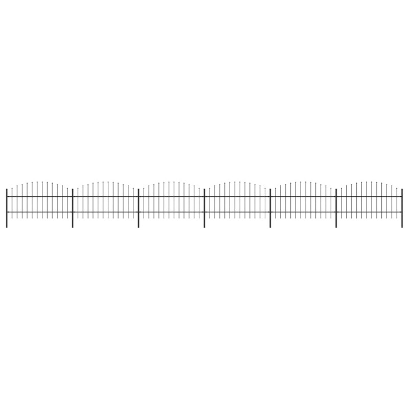 vidaXL Valla de jardín con puntas de lanza acero negro (0,75-1)x10,2 m vidaXL Valla de jardín con puntas de lanza acero negro (0,75-1)x10,2 m