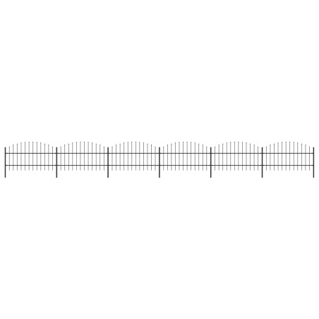 vidaXL Valla de jardín con puntas de lanza acero negro (0,75-1)x10,2 m