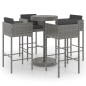 vidaXL Set muebles bar jardín 5 piezas y cojines ratán sintético gris vidaXL Set muebles bar jardín 5 piezas y cojines ratán sintético gris