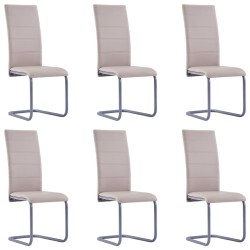 vidaXL Sillas voladizas de comedor 6 uds cuero sintético capuchino