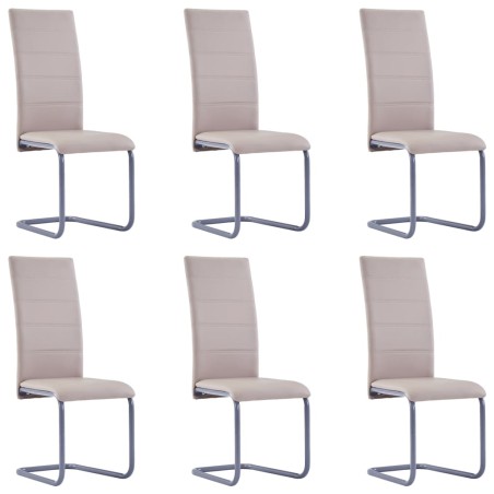 vidaXL Sillas voladizas de comedor 6 uds cuero sintético capuchino