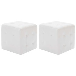 vidaXL Puf 2 unidades cuero sintético blanco 30x30x30 cm