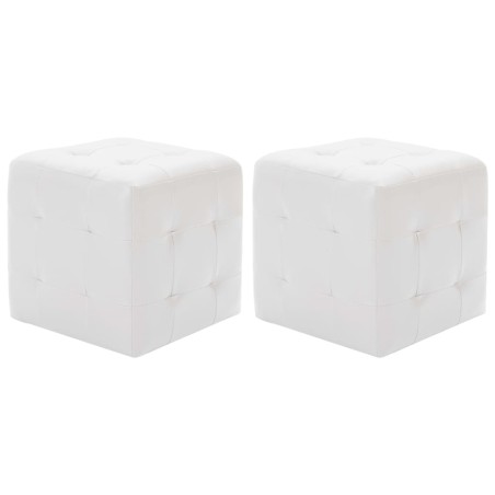 vidaXL Puf 2 unidades cuero sintético blanco 30x30x30 cm