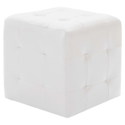vidaXL Puf 2 unidades cuero sintético blanco 30x30x30 cm