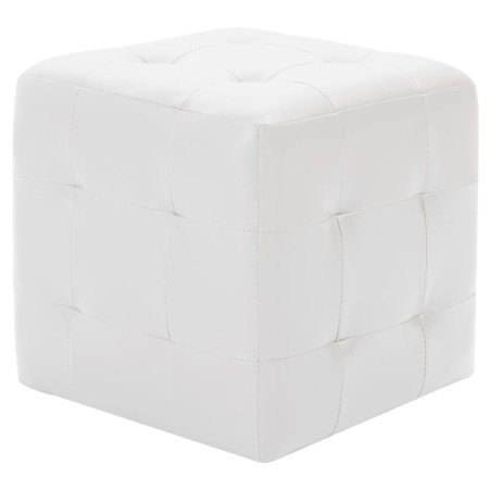 vidaXL Puf 2 unidades cuero sintético blanco 30x30x30 cm