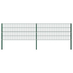 vidaXL Panel de valla con postes hierro verde 3,4x0,8 m