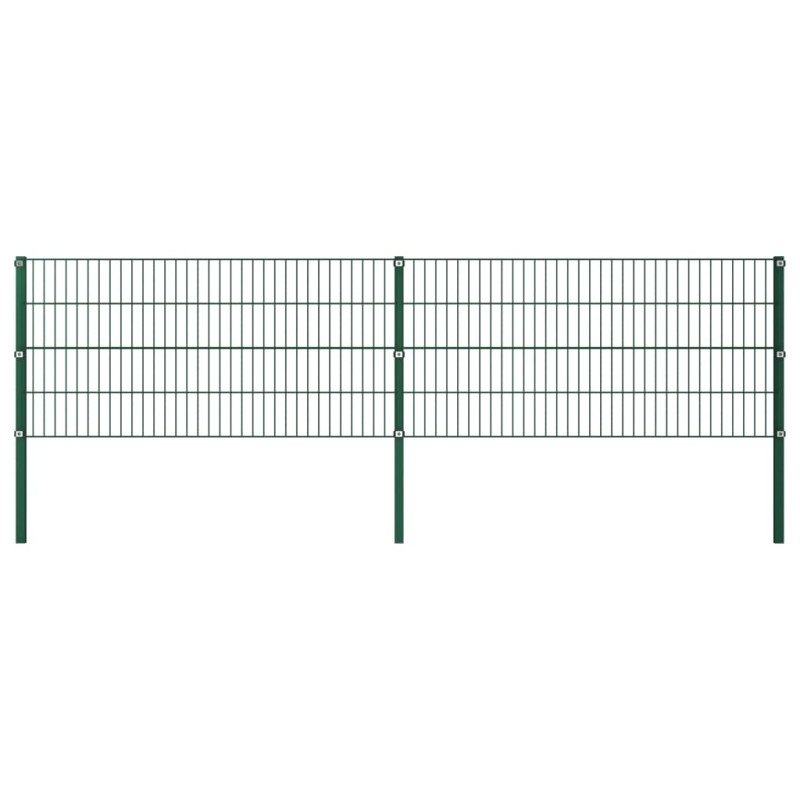 vidaXL Panel de valla con postes hierro verde 3,4x0,8 m vidaXL Panel de valla con postes hierro verde 3,4x0,8 m