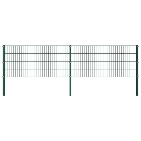 vidaXL Panel de valla con postes hierro verde 3,4x0,8 m