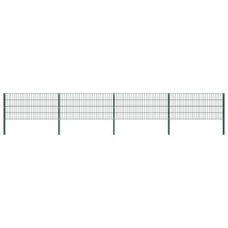 vidaXL Panel de valla con postes hierro verde 6,8x0,8 m