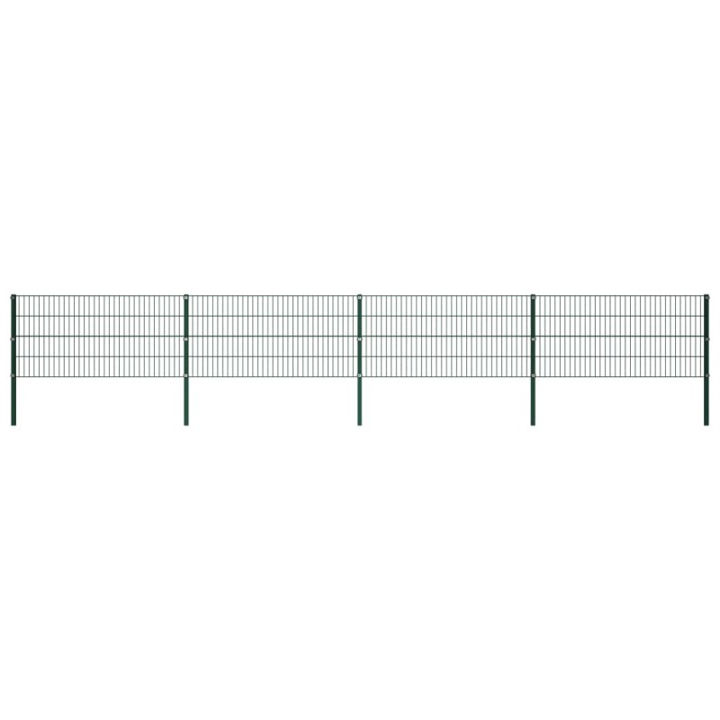 vidaXL Panel de valla con postes hierro verde 6,8x0,8 m