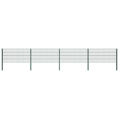 vidaXL Panel de valla con postes hierro verde 6,8x0,8 m