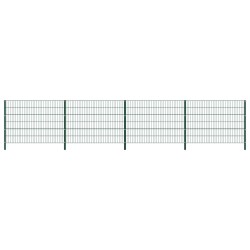 vidaXL Panel de valla con postes de hierro verde 6,8x1,2 m