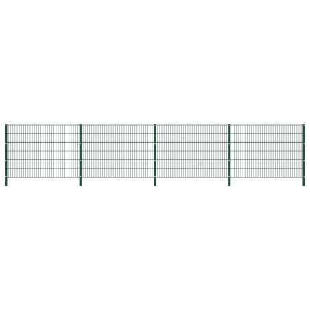 vidaXL Panel de valla con postes de hierro verde 6,8x1,2 m
