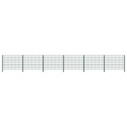 vidaXL Panel de valla con postes de hierro verde 10,2x1,2 m