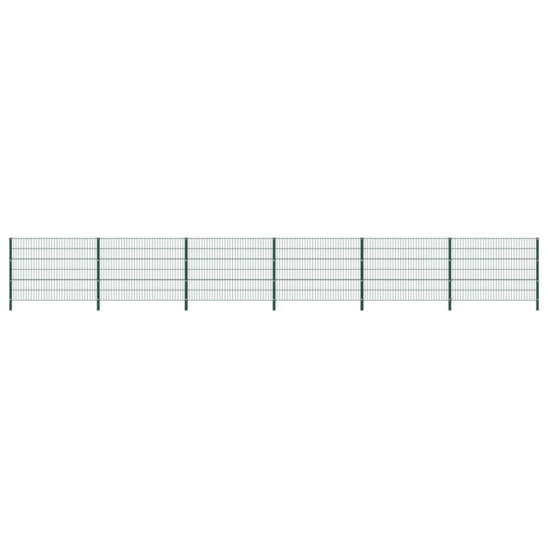 vidaXL Panel de valla con postes de hierro verde 10,2x1,2 m vidaXL Panel de valla con postes de hierro verde 10,2x1,2 m