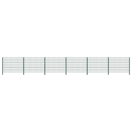 vidaXL Panel de valla con postes de hierro verde 10,2x1,2 m