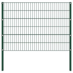 vidaXL Panel de valla con postes de hierro verde 10,2x1,2 m
